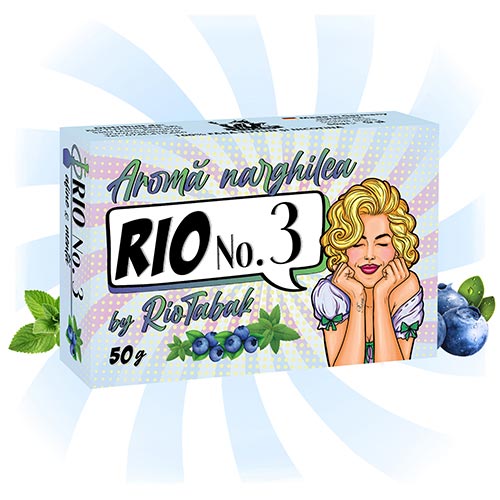 Arome narghilea ieftine - Pachet cu 50 grame de inlocuitor tutun fara nicotina si arome naturale cu gust de afine si menta RIO No. 3 - TuburiAparate.ro